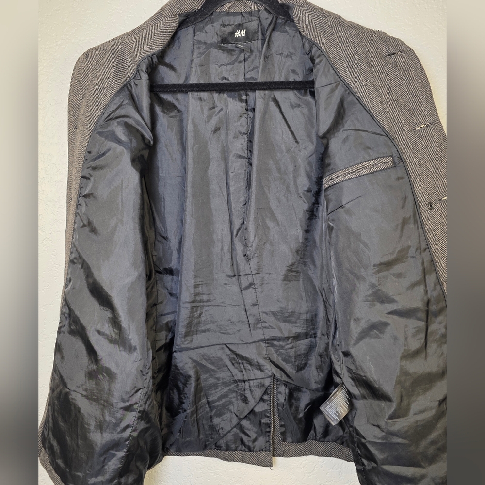 H&M Gray Wool Button Jacket - Military Preppy Peacoat - Men's 40R - Picture 14 of 17
